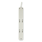 Protect It! Surge Protector, 6 AC Outlets/2 USB Ports, 6 ft Cord, 990 J, Cool Gray