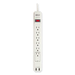 Protect It! Surge Protector, 6 AC Outlets/2 USB Ports, 6 ft Cord, 990 J, Cool Gray