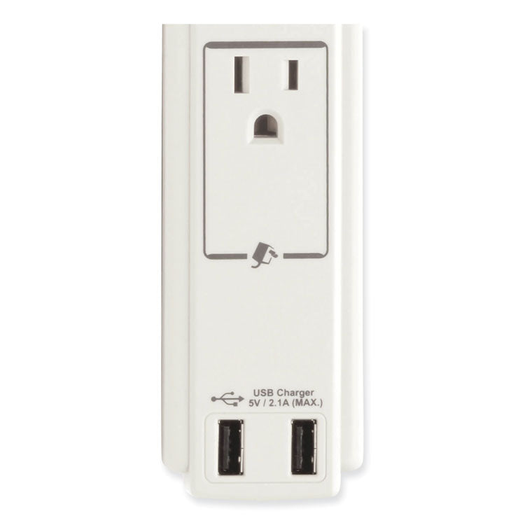 Protect It! Surge Protector, 6 AC Outlets/2 USB Ports, 6 ft Cord, 990 J, Cool Gray