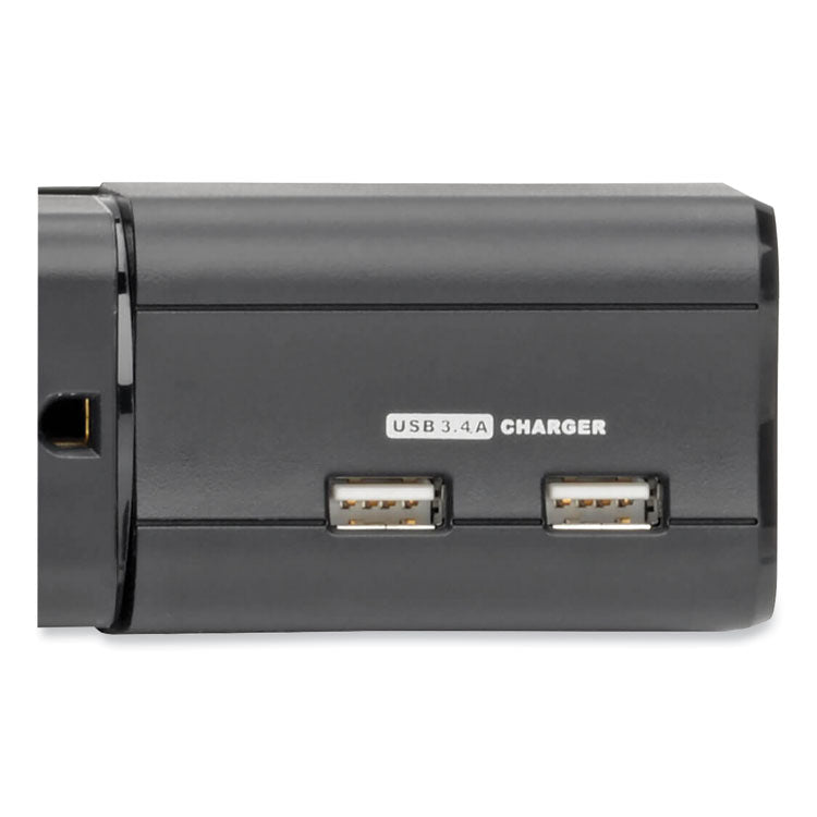 Protect It! Surge Protector, 6 AC Outlets/2 USB Ports, 8 ft Cord, 1,080 J, Black