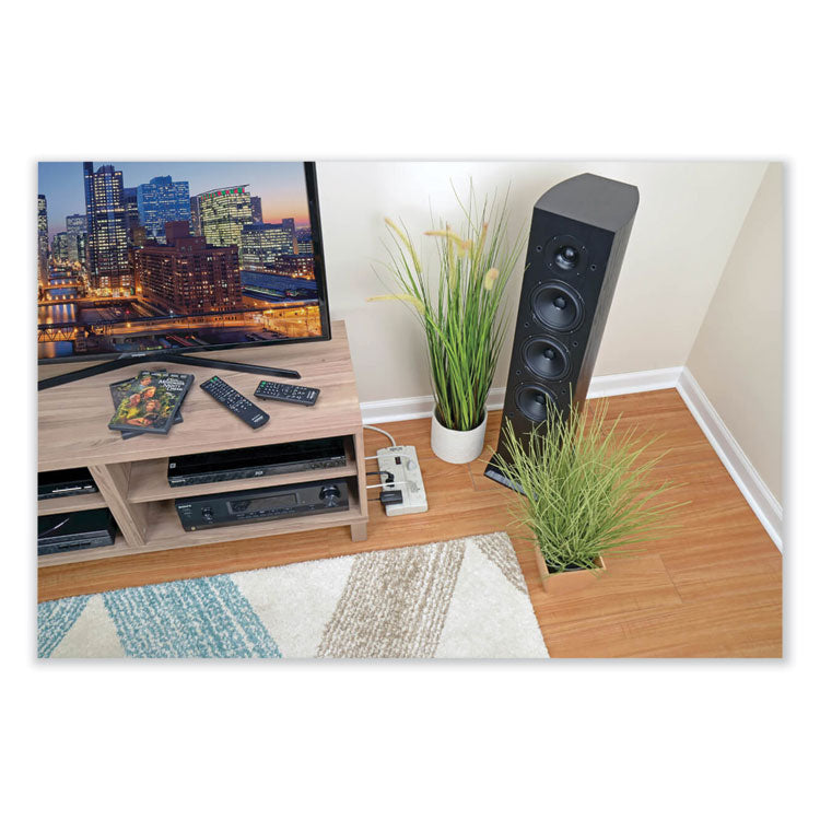 Protect It! Surge Protector, 8 AC Outlets, 8 ft Cord, 1,440 J, Light Gray