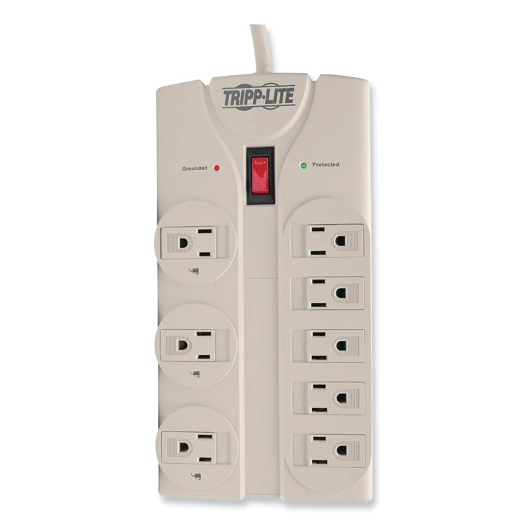 Protect It! Surge Protector, 8 AC Outlets, 8 ft Cord, 1,440 J, Light Gray