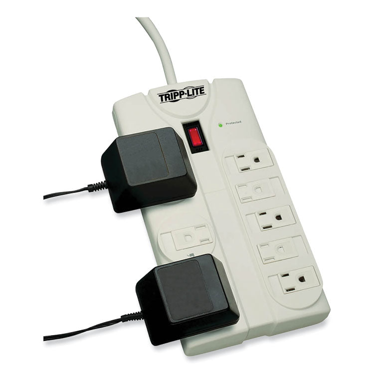 Protect It! Surge Protector, 8 AC Outlets, 25 ft Cord, 1,440 J, Light Gray