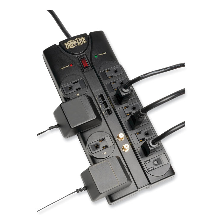 Protect It! Surge Protector, 12 AC Outlets, 8 ft Cord, 2,880 J, Black