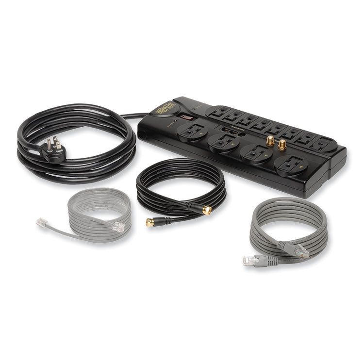 Protect It! Surge Protector, 12 AC Outlets, 8 ft Cord, 2,880 J, Black