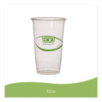 GreenStripe PLA Cold Cups, 32 oz, Plastic, Clear, 1,000/Carton