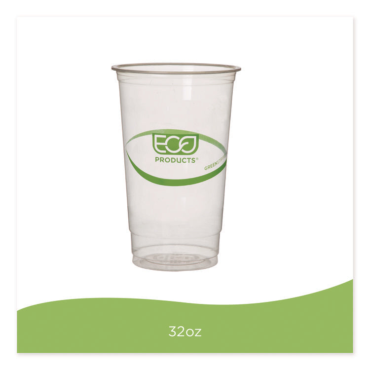 GreenStripe PLA Cold Cups, 32 oz, Plastic, Clear, 1,000/Carton
