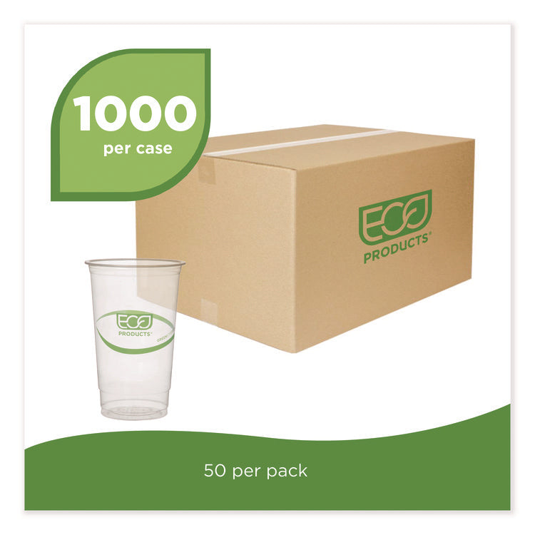 GreenStripe PLA Cold Cups, 32 oz, Plastic, Clear, 1,000/Carton