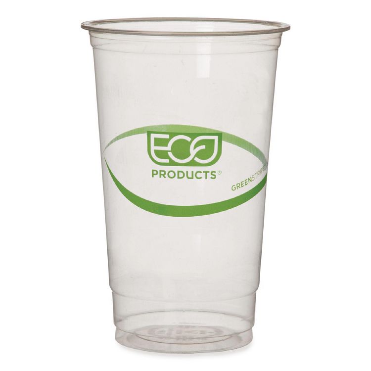 GreenStripe PLA Cold Cups, 32 oz, Plastic, Clear, 1,000/Carton