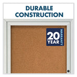Enclosed Indoor Cork Bulletin Board with Three Hinged Doors, 72" x 36", Tan Surface, Satin Aluminum Frame