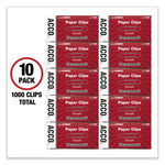 Paper Clips, Jumbo, Smooth, Silver, 100 Clips/Box, 10 Boxes/Pack