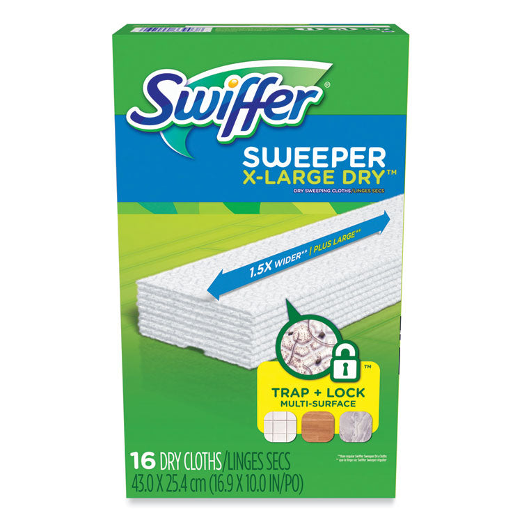 Sweeper XL Dry Refill Cloths, 16.9" x 9.8", White, 16/Box