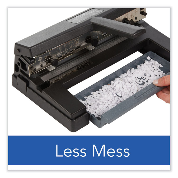 40-Sheet Heavy-Duty Two- To Four-Hole Adjustable Heavy-Duty Paper Punch, 9/32" Holes, Black