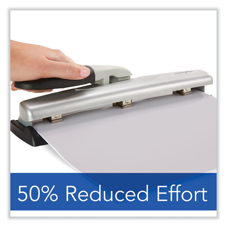 12-Sheet Lighttouch Desktop Two- To Three-Hole Punch, 9/32" Holes, Black/silver