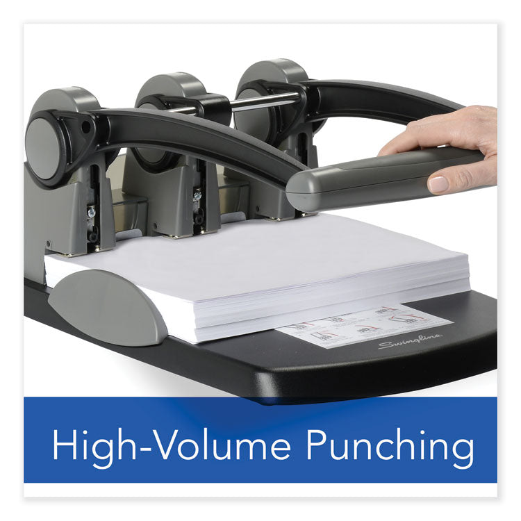 300-Sheet Extra High-Capacity Three-Hole Punch, 9/32" Holes, Black/gray
