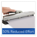 20-Sheet Lighttouch Desktop Two- To Seven-Hole Punch, 9/32" Holes, Silver/black