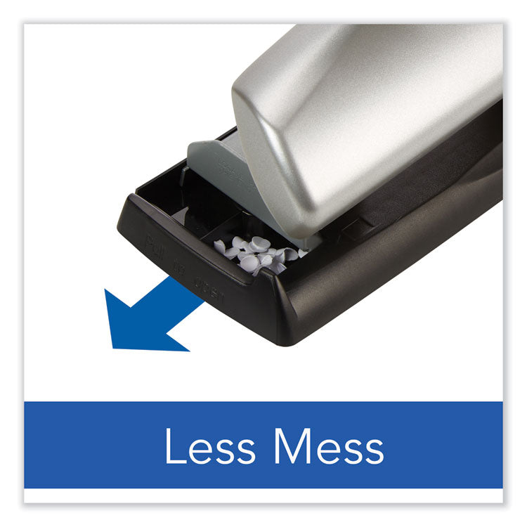 12-Sheet Lighttouch Desktop Two- To Three-Hole Punch, 9/32" Holes, Black/silver