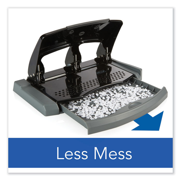 45-Sheet Smarttouch Three-Hole Punch, 9/32" Holes, Black/gray