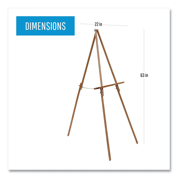 Oak Display Tripod Easel, 60" High, Wood/Brass