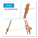 Oak Display Tripod Easel, 60" High, Wood/Brass