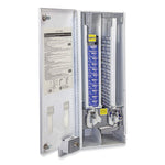 Dual Sanitary Napkin/Tampon Dispenser, 25 Cent Coin Mechanism, 11.13 x 7.63 x 26.38, White/Blue