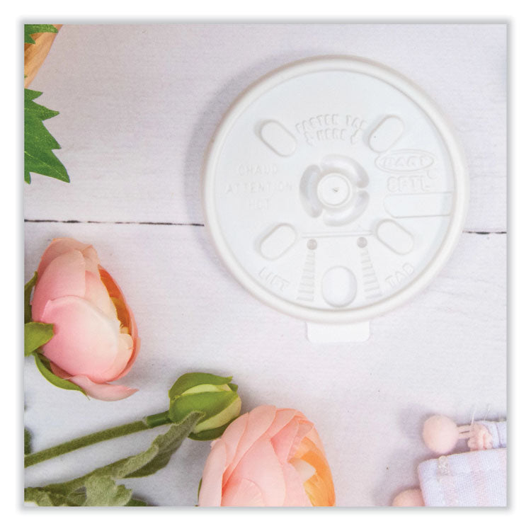 Lift n' Lock Plastic Hot Cup Lids, Fits 8 oz Hot Cups, White, 1,000/Carton