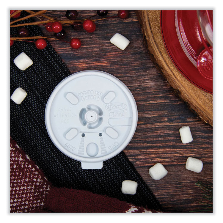 Lift n' Lock Plastic Hot Cup Lids, Fits 8 oz Hot Cups, White, 1,000/Carton