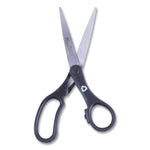 KleenEarth Basic Plastic Handle Scissors, 8" Long, 3.25" Cut Length, Straight Black Handle, 3/Pack