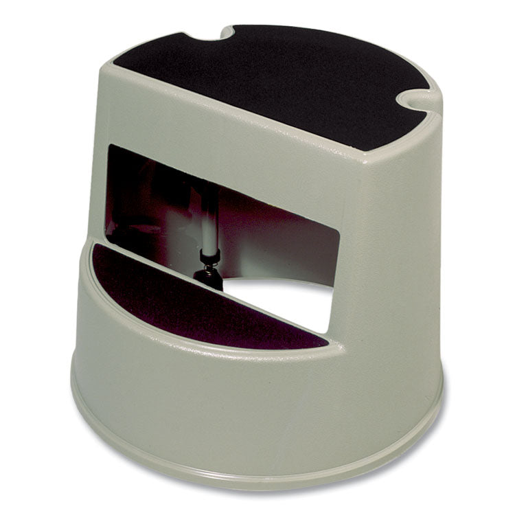 Rolling Step Stool, Curved Design, 2-Step, Retracting Casters, 350 lb Capacity, 16" Diameter x 13.5"h, Beige