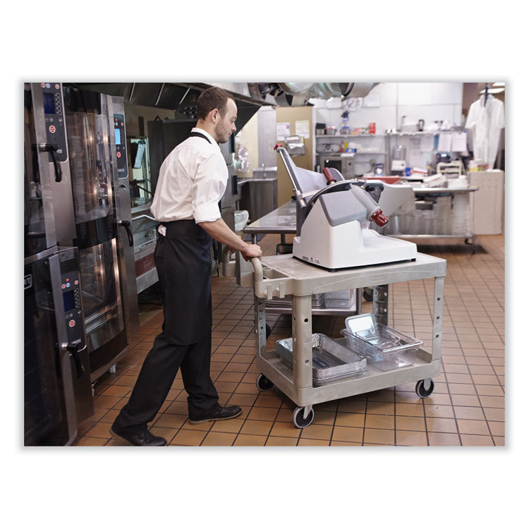 Flat Shelf Utility Cart, Plastic, 2 Shelves, 500 lb Capacity, 25.25" x 44" x 38.13", Black