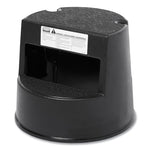 Rolling Step Stool, Curved Design, 2-Step, Retracting Casters, 350 lb Capacity, 16" Diameter x 13.5"h, Black