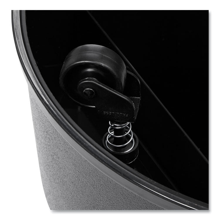 Rolling Step Stool, Curved Design, 2-Step, Retracting Casters, 350 lb Capacity, 16" Diameter x 13.5"h, Black