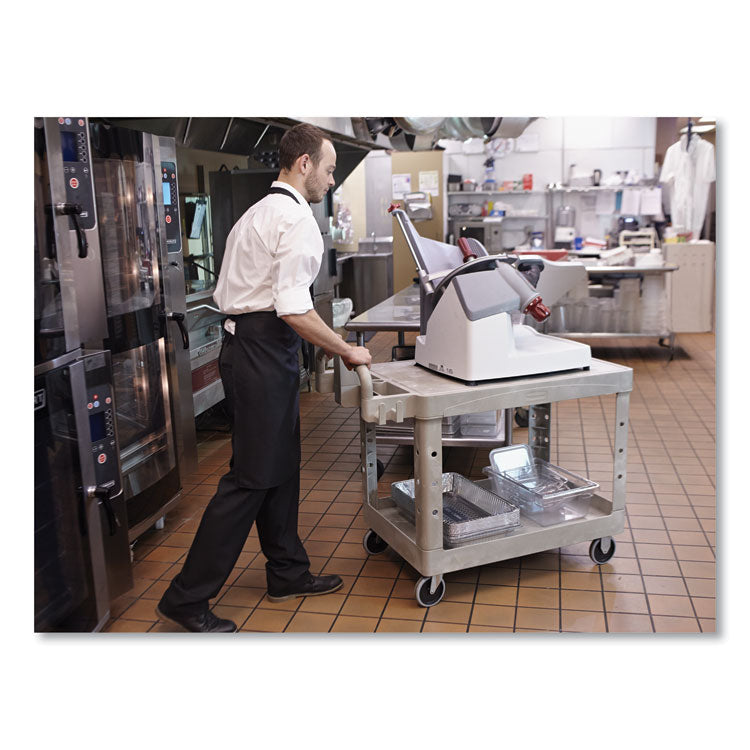 Flat Shelf Utility Cart, Plastic, 2 Shelves, 500 lb Capacity, 19.19" x 37.88" x 33.33", Black