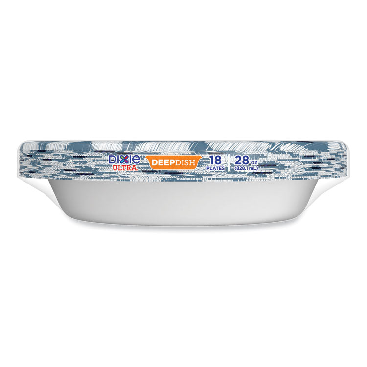 Deep Dish Paper Plate, 9.56" dia, Blue/Yellow, 18/Pack