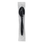 Individually Wrapped Heavyweight Spoons, Plastic, Black, 1,000/Carton