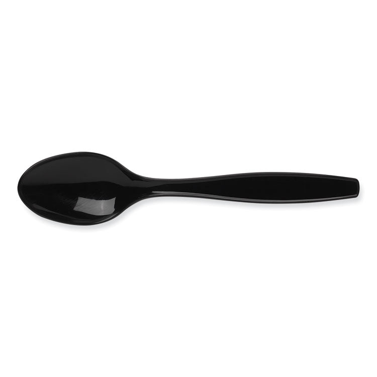 Individually Wrapped Heavyweight Spoons, Plastic, Black, 1,000/Carton