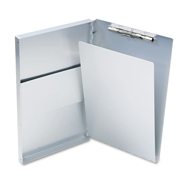 Snapak Aluminum Side-Open Forms Folder, 0.5" Clip Capacity, Holds 8.5 X 14 Sheets, Silver