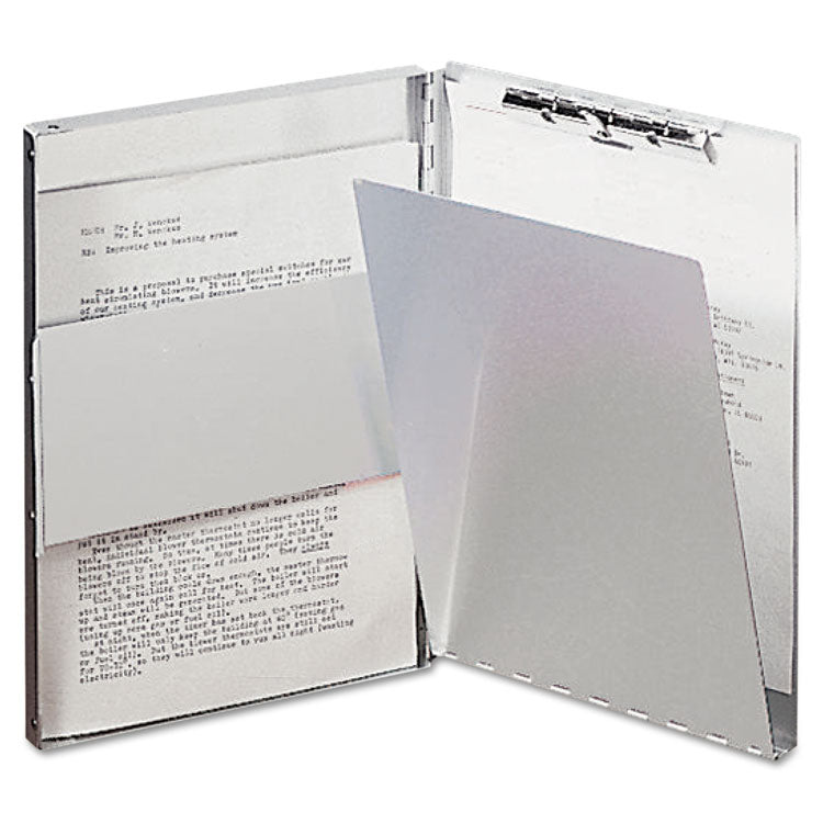 Snapak Aluminum Side-Open Forms Folder, 0.5" Clip Capacity, Holds 8.5 X 14 Sheets, Silver