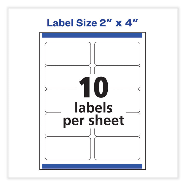 Vibrant Inkjet Color-Print Labels W/ Sure Feed, 2 X 4, Matte White, 200/pk