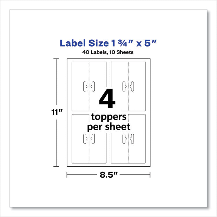 Sure Feed Printable Toppers with Bags, 1.75 x 5, White, 40/Pack