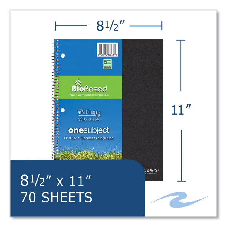 Environotes BioBased Notebook, 1-Subject, Medium/College Rule, Randomly Assorted Earthtone Cover Color, (70) 11 x 8.5 Sheets