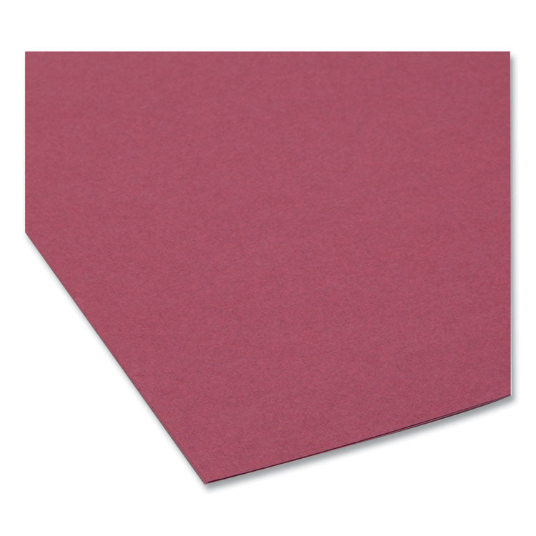 Interior File Folders, 1/3-Cut Tabs: Assorted, Letter Size, 0.75" Expansion, Maroon, 100/Box