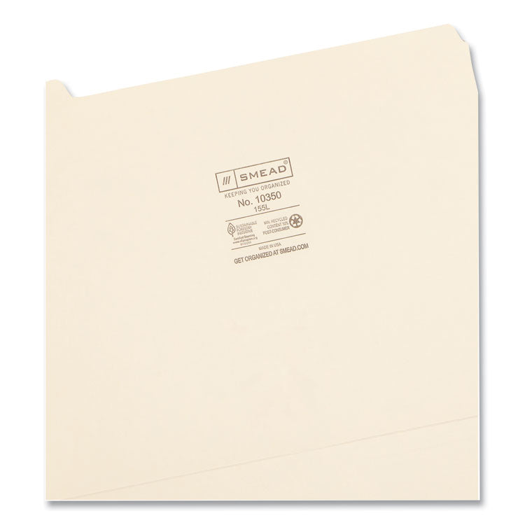 Manila File Folders, 1/5-Cut Tabs: Assorted, Letter Size, 0.75" Expansion, Manila, 100/Box