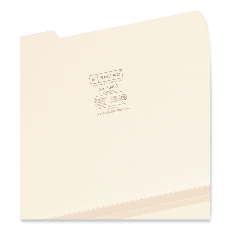 Expandable Heavyweight File Folders, 1/3-Cut Tabs: Assorted, Letter Size, 1.5" Expansion, Manila, 50/Box