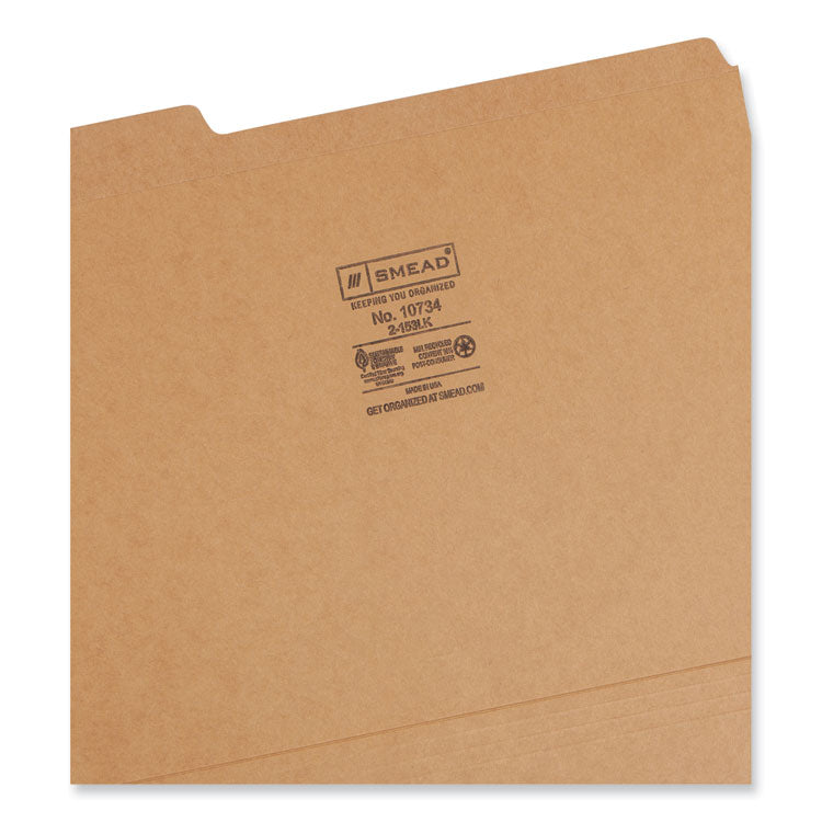 Heavyweight Kraft File Folder, 1/3-Cut Tabs: Assorted, Letter Size, 0.75" Expansion, 11-pt Kraft, Brown, 100/Box