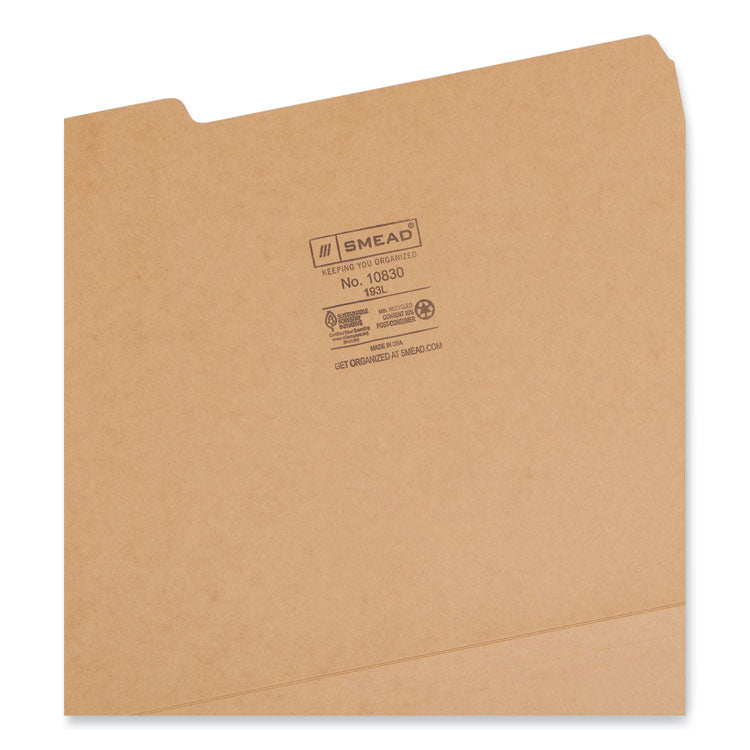 Heavyweight Kraft File Folder, 1/3-Cut Tabs: Assorted, Letter Size, 0.75" Expansion, 17-pt Kraft, Brown, 50/Box