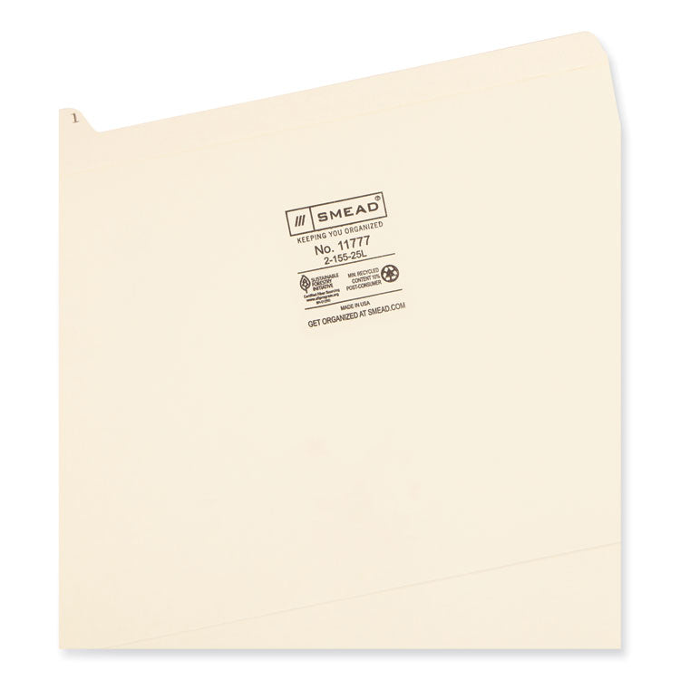 Indexed File Folder Sets, 1/5-Cut Prelabeled Tabs: A to Z, Letter Size, 0.75" Expansion, Manila, 25/Set