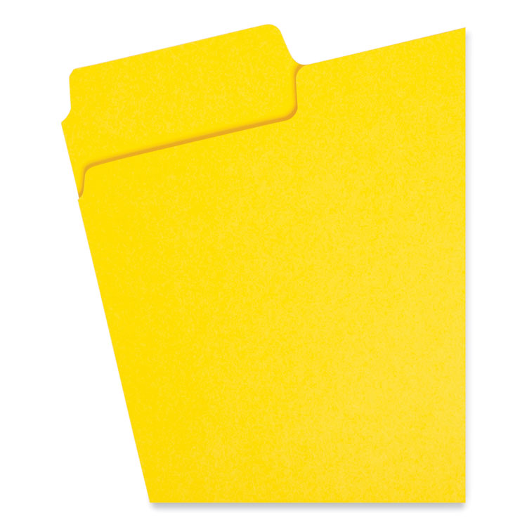 SuperTab Colored File Folders, 1/3-Cut Tabs: Assorted, Letter Size, 0.75" Expansion, 11-pt Stock, Yellow, 100/Box