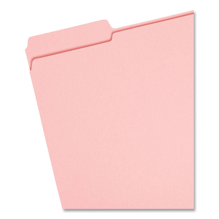 Reinforced Top Tab Colored File Folders, 1/3-Cut Tabs: Assorted, Letter Size, 0.75" Expansion, Pink, 100/Box