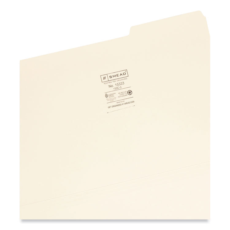 Manila File Folders, 1/3-Cut Tabs: Right Position, Legal Size, 0.75" Expansion, Manila, 100/Box
